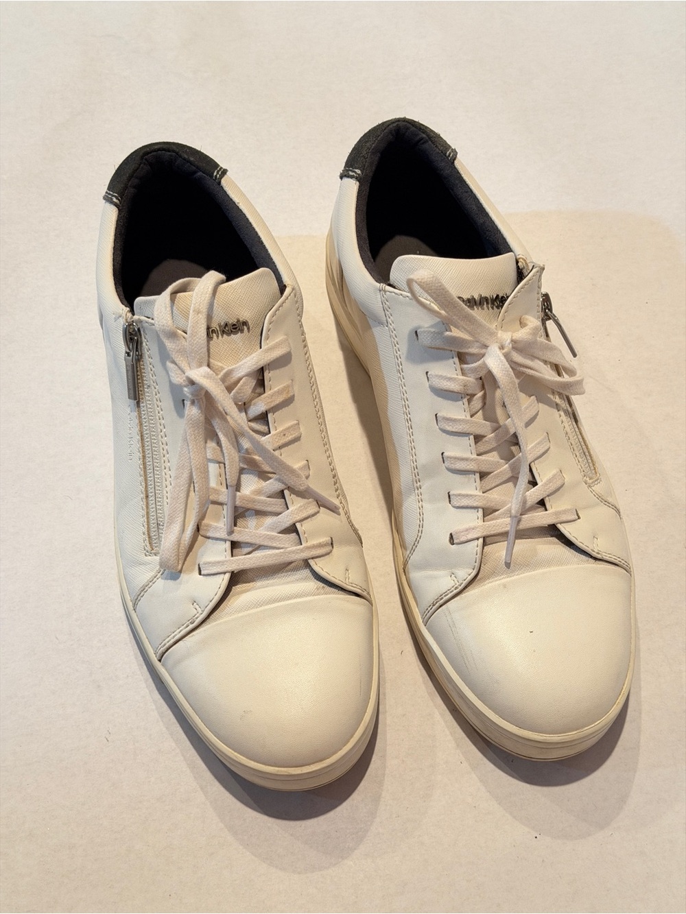 Calvin Klein Casual White Men's Lace-Up Sneakers with Side Zip